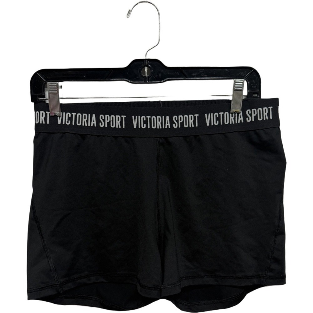 Victoria's Secret Sport Spandex Solid Black Athletic Short Shorts Size Large